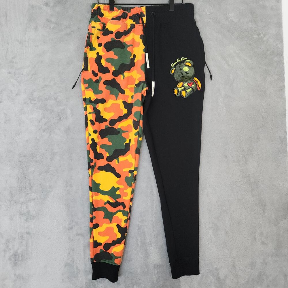 CivilizeD Jogger Pants Black Neon Camo Colorblock Y2K Streetwear Urban Size S